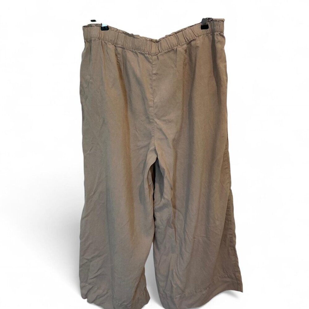 Pure jill Tan Linen Blend Wide Leg Capri Pants Medium - Picture 2 of 4